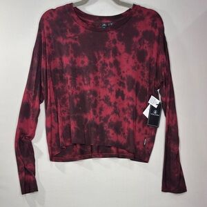 Volcom Women's Red Tie-Dye Long Sleeve Crop Top